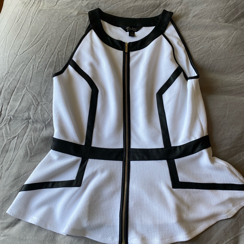 Black and white peplum top